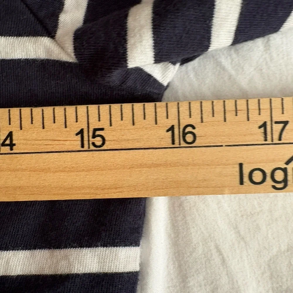 Boden Womens Size 4 Long Sleeve Top Navy Blue White Striped Ruffle Preppy - Picture 7 of 7